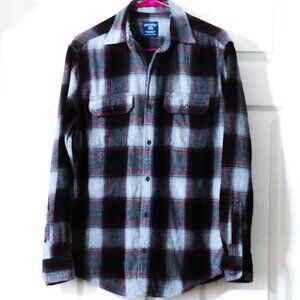 Faded Glory MEN'S Plaid Long Sleeve Flannel Shirt SMALL (34-36) Red, Gray, Black